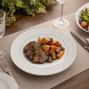 Prato Raso em Porcelana Majesty Silver Branco com Fio Prata