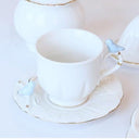 Xícara com Pires de Chá em Porcelana Birds Branco