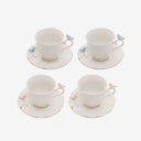 Xícara com Pires de Chá em Porcelana Birds Branco