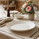 Prato Raso em Opaline Cat Branco com Borda Dourada