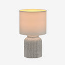 Luminária em Cerâmica com Cúpula Tecido Canelle Off White e Cinza