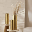 Vaso de Metal Cilindro Dourado 33cm