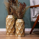 Vaso em Metal Folhagens Dourado