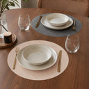 Lugar Americano Redondo Dupla Face Premium Tex Rose e Cinza