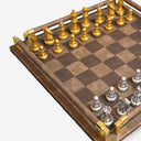 Jogo de Xadrez em Couro Sintético Marrom