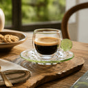 Xícara e Pires de Café em Vidro Esferas