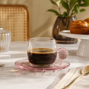 Xícara e Pires de Café em Vidro Esferas